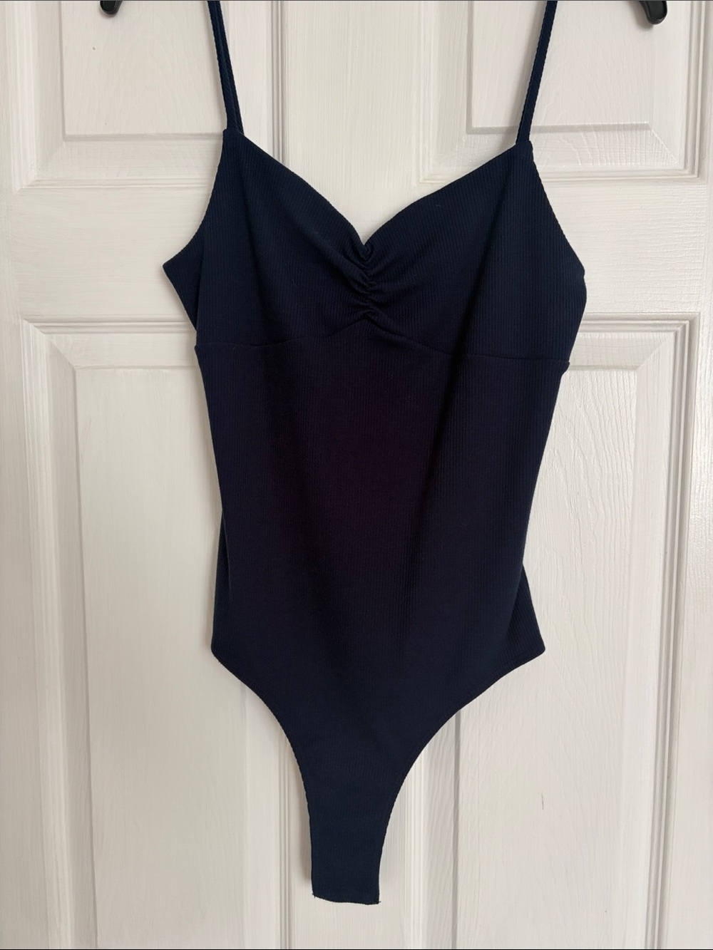 GB girls Navy Ribbed V-Neck Bodysuit